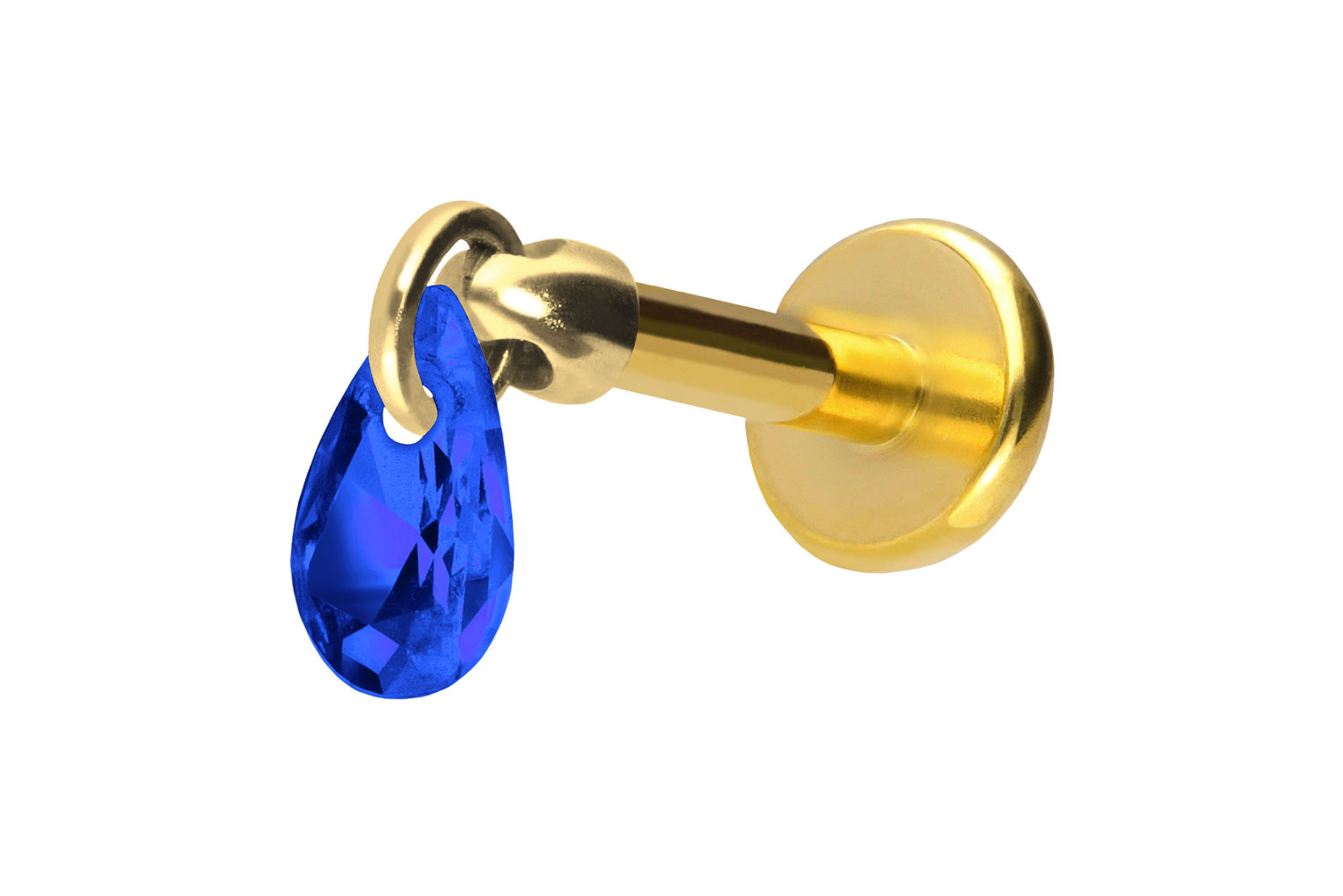 Titan Labret Piercing mit Push Fit KRISTALLTROPFEN